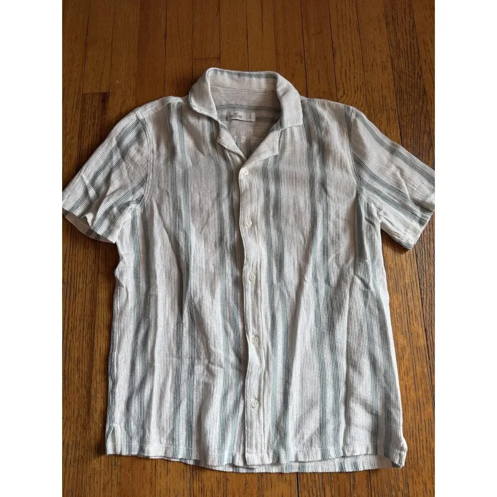 Banana Republic Hollister Shirt Mens Small Lot 2 Striped Seersucker Camp Collar